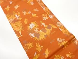 孔雀に花鳥・蝶模様織出し名古屋帯